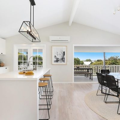 Hamptons coastal dining and kitchen open living